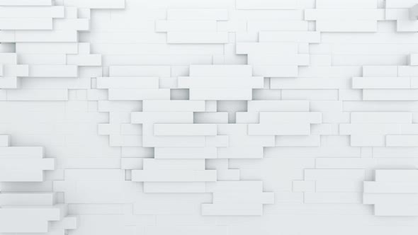 White bricks moving in the wall. Abstract seamless 3d animation alt