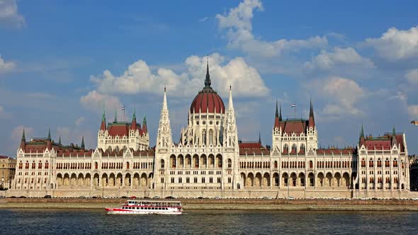 Budapest - Parliament at Day- Time Lapse, Hungary