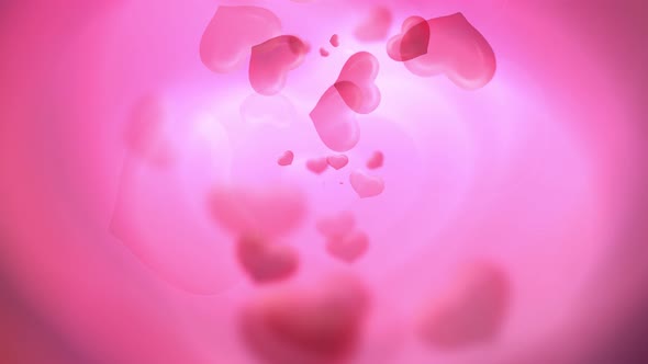 4k Beautiful background from different size hearts.