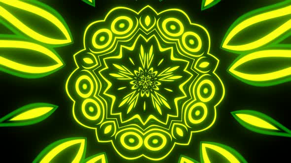 Looped animation kaleidoscope effect. Neon lines/ Bright multi-colored animation alt