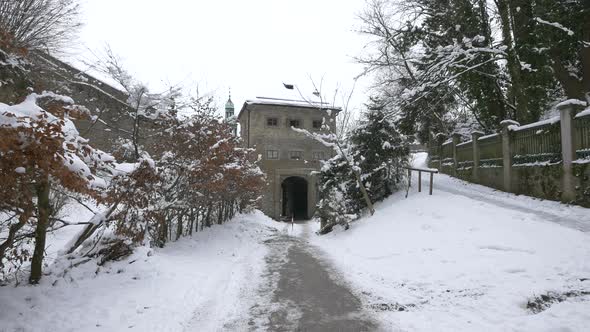 Snowy alley leading to the fortress alt