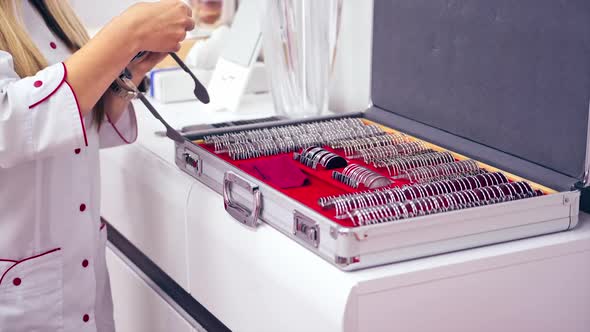 Modern ophthalmology clinic. Tools for checking the eye vision and eye health alt