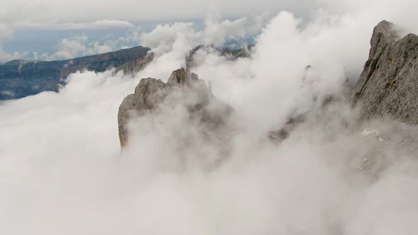 Aerial View of the Dolomites Peaks Italy