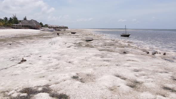 Ocean at Low Tide Near the Coast of Zanzibar Island Tanzania Slow Motion alt