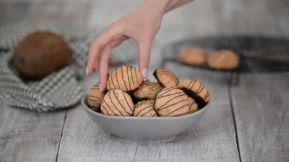 Healthy Homemade Coconut Cookies with Chocolate