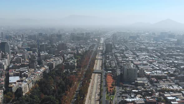 Channel, Santiago is the capital of Chile (aerial view, drone footage)