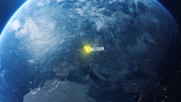 Earth Zoom In Space To Belgium Country Alpha Output