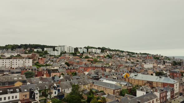 European City with Traditional Houses Located on the Banks of English Channel alt