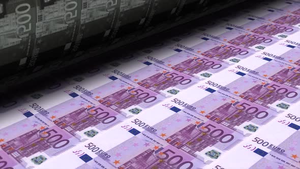 Money Printing Euro Banknote Bills