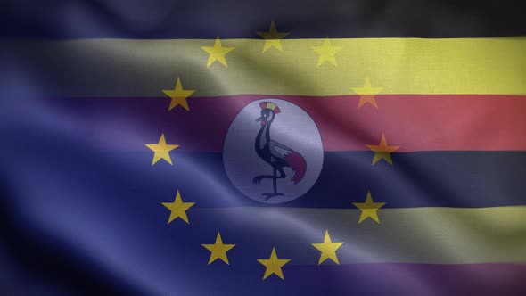 EU Uganda Flag Loop Background 4K