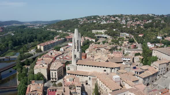 Aerial View of Basilica of Sant Felui in Girona alt