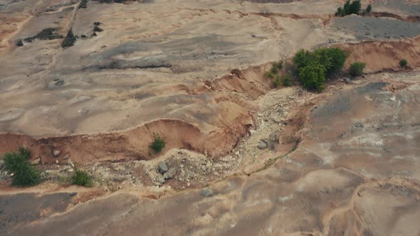 Aerial View; Drone Flying Over the Polluted Mountain alt