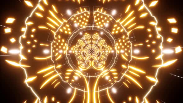 Abstract Glowing Asian Arts Flower Shape Tunnel 4K 01 alt