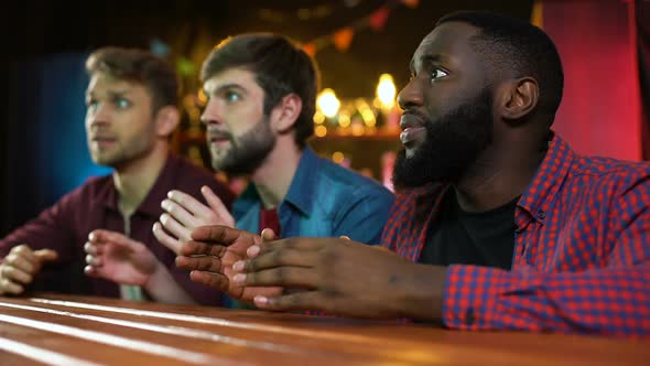 Emotional Multiracial Friends Unhappy, National Team Losing Match, Time in Pub alt
