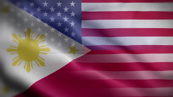 USA Philippines Flag Loop Background 4K