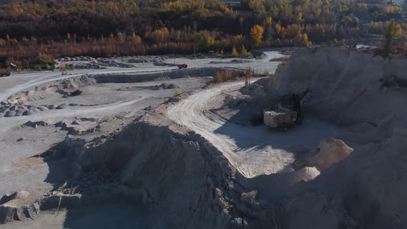 Aerial view of the industrial zone for the extraction of limestone. alt