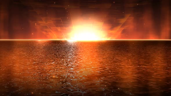 Golden Water Sunset Animated Loop Background alt