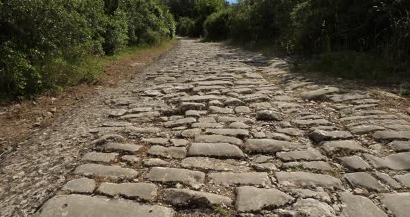 The Roman road Ambrussum, Villetelle, Occitanie, France. alt