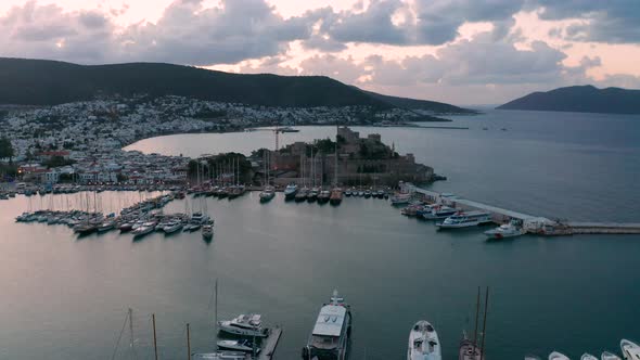 Aerial View of Bodrum at Sunrise Turkey