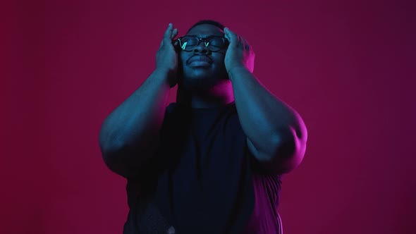 Headache Pain Stress Problem Upset Man Neon Light alt