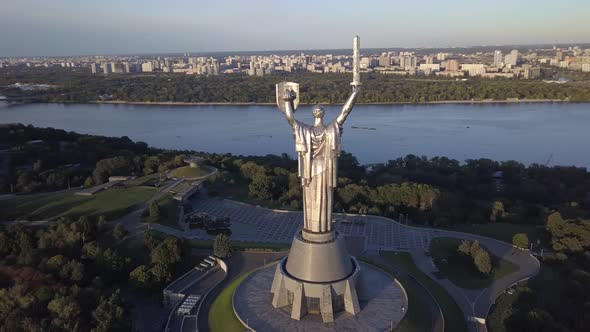 Monument Motherland. Aerial. Kyiv. Ukraine alt