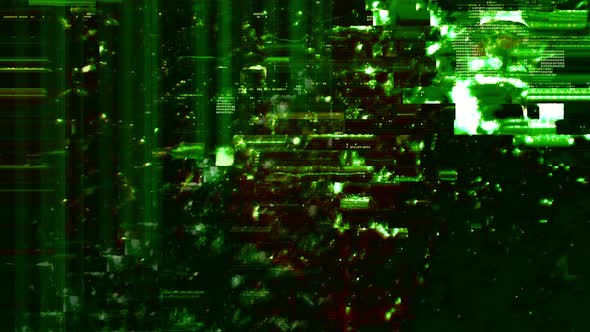 Abstract Green Defected Hacked HUD Cyber Glitch Background Loop