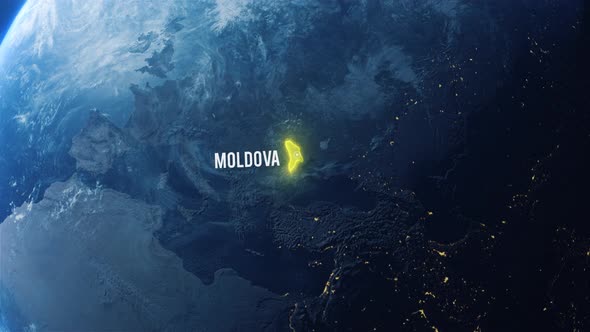 Earh Zoom In Space To Moldova Country Alpha Output