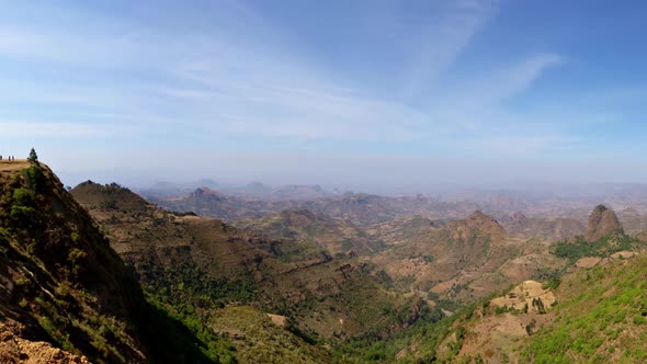 Panoramic on the Ethiopian plain and rift valley from the Simien Mountains Ethiopia Africa alt