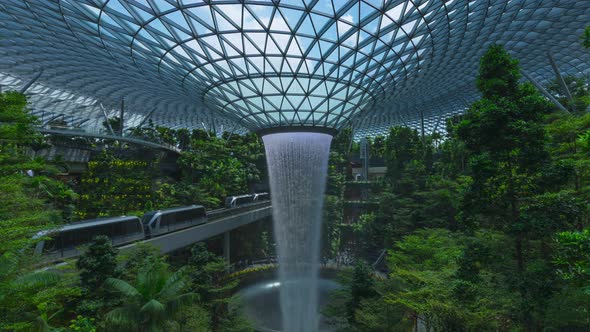 Waterfall at Shopping mall Jewel in Changi Airport.
