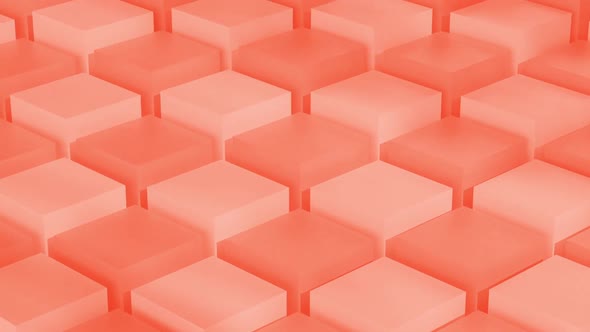 Isometric Red Cubes Pattern Moving Diagonally. Seamlessly Loopable Animation