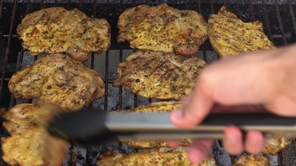 Spicy Pork Beef Bacon Being Grilled Over Bright Glowing Coals Broasting On Fire alt