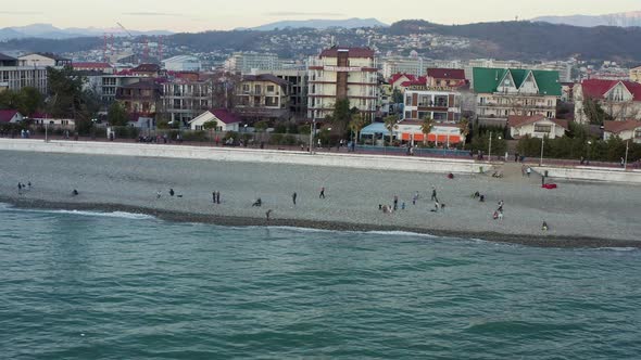 Embankment of the Immeritinsky Resort on the Black Sea Coast in Winter alt