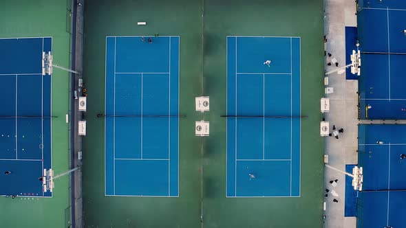 Tennis court aerial view. alt