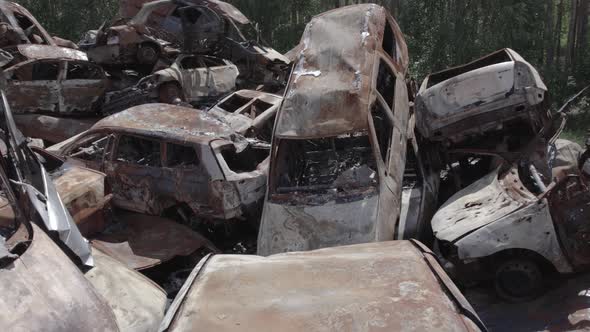 Wardestroyed Cars in Irpin Bucha District Ukraine alt