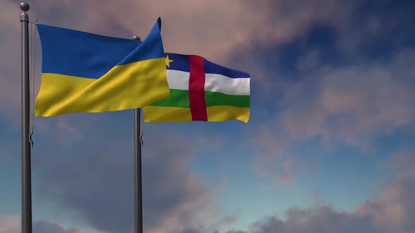 Central African Republic Flag Waving Along With The National Flag Of The Ukraine - 4K alt