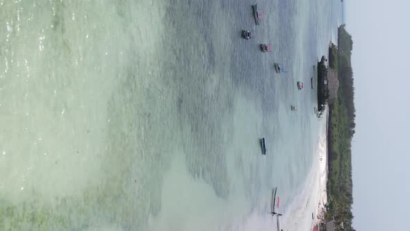 Zanzibar Tanzania  Vertical Video of the Ocean Near the Coast Slow Motion alt