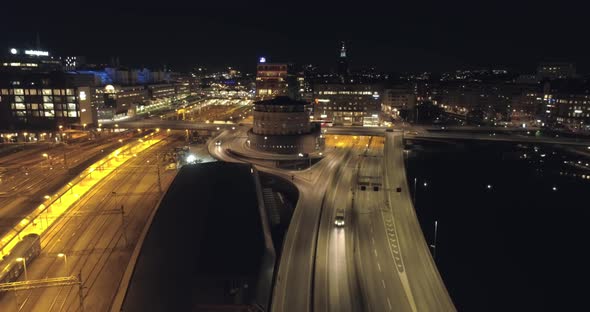 Aerial View of Stockholm at Night