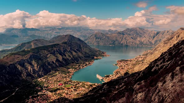 Storm Clouds Move Over the Mountains in Montenegro Shot at Sunset alt