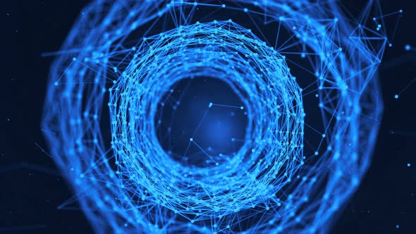 Abstract digital connection moving dots and lines. alt