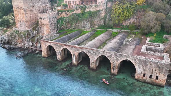 A Guy Sails in a Kayak Aerial View 4 K alt