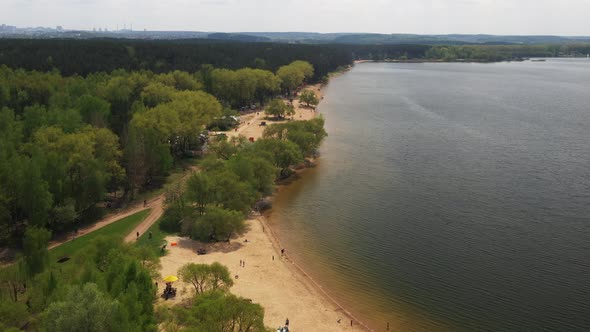 The Embankment of the Zaslavsky Reservoir or the Minsk Sea Near the City of Minsk