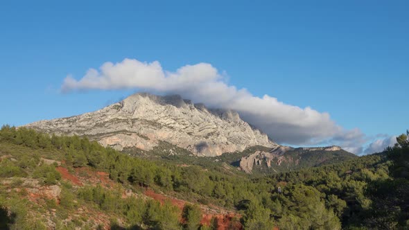 Montagne Sainte-Victoire - a limestone mountain ridge in the south of France alt