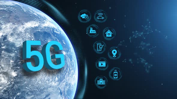 Earth 5 G Network Iot Internet Of Things Future Benefits Half Orb Light Blue Icons