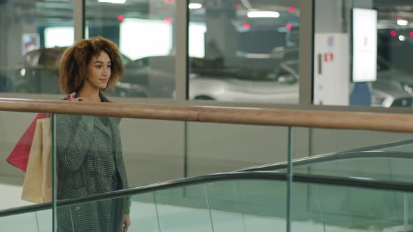 Stylish Fashionable Beautiful African American Girl Shopper Consumer Buyer Client of Shopping Center alt