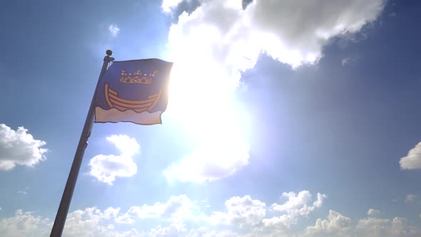 Helsinki City Flag on a Flagpole V4 alt