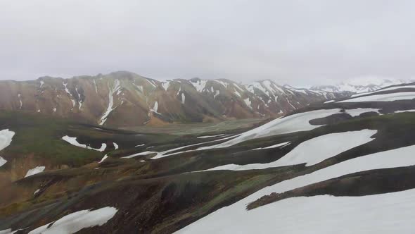 Drone Aerial Footage of Landmannalaugar Landscape in Iceland Highlands alt