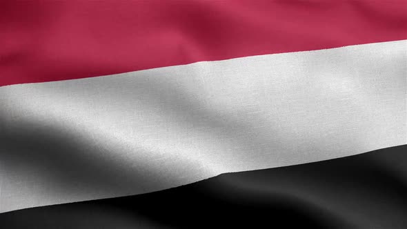 Yemen Flag Seamless Closeup Waving Animation alt