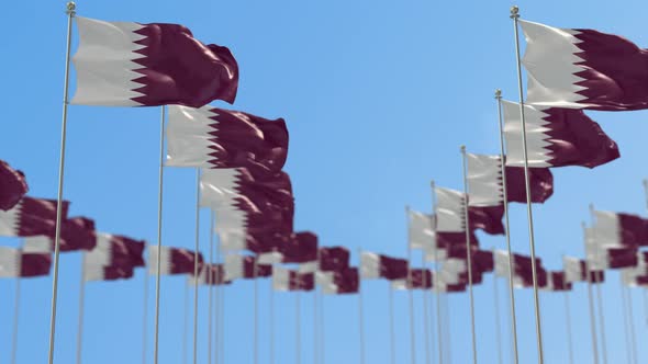 Qatar Row Of National flags Walk Throw Animation alt