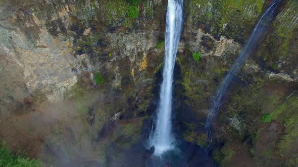 Aerial Shot Multnomah Falls Oregon