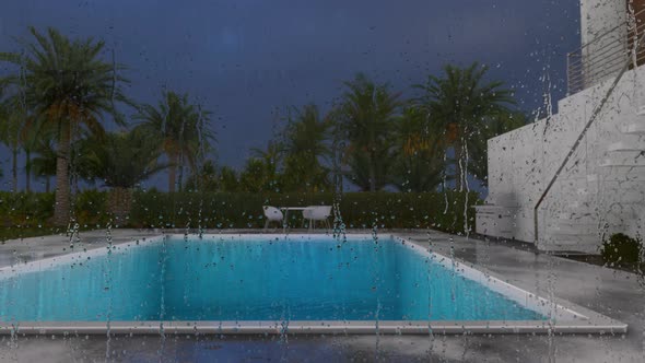 Design Pool Villa In The Rain